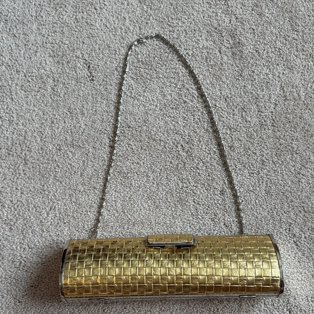 Gold Woven Metallic Clutch